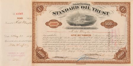 Lot #113 John D. Rockefeller and Henry M. Flagler Multi-Signed 'Standard Oil Trust' Stock Certificate - Image 1