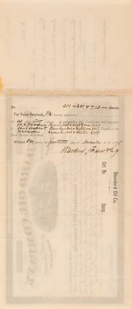 Lot #112 John D. Rockefeller and Henry M. Flagler Signed 'Standard Oil Trust' Stock Certificate (No. 126) - Image 2