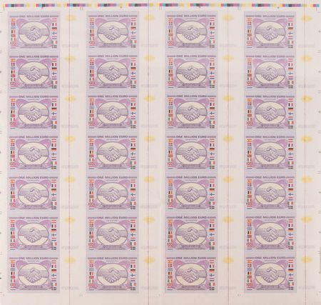 Lot #307 Euro 'One Million Dollar' Uncut Banknote Sheet - “Not Legal Tender