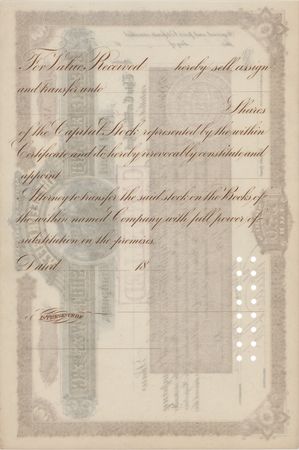 Lot #373 Cornelius Vanderbilt II Signed 'Beech Creek, Clearfield & South Western Railroad Company' Stock Certificate - Image 2