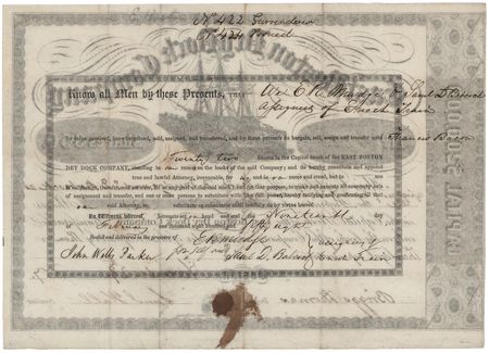 Lot #303 East Boston Dry Dock Company Stock Certificate - Image 2