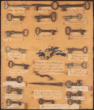 Lot #282 American History Artifacts (23) with Keys, Nails, and Flag Fragment - Image 2
