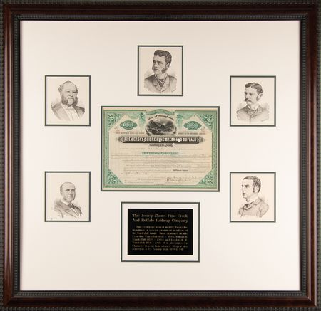 Lot #372 William K. Vanderbilt and Chauncey Depew Signed 'Jersey Shore, Pine Creek and Buffalo Railway' Bond - Image 1