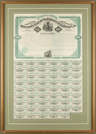 Lot #320 Galusha A. Grow Signed 'Houston Great Northern Railroad' Bond - Image 1