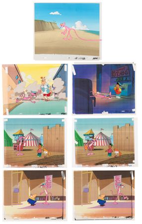 Lot #777 Pink Panther (7) production cels and (10) production drawings from The Pink Panther Show - Image 1