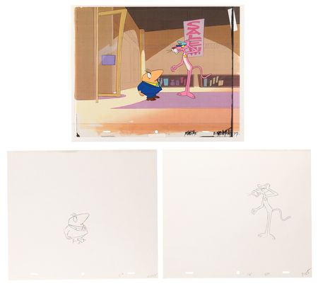 Lot #777 Pink Panther (7) production cels and (10) production drawings from The Pink Panther Show - Image 3