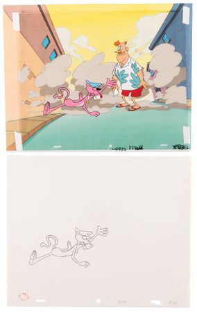 Lot #777 Pink Panther (7) production cels and (10) production drawings from The Pink Panther Show - Image 5