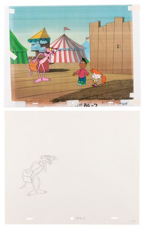 Lot #777 Pink Panther (7) production cels and (10) production drawings from The Pink Panther Show - Image 6
