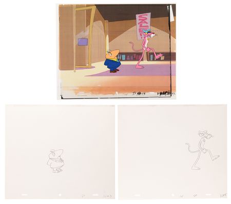 Lot #777 Pink Panther (7) production cels and (10) production drawings from The Pink Panther Show - Image 7