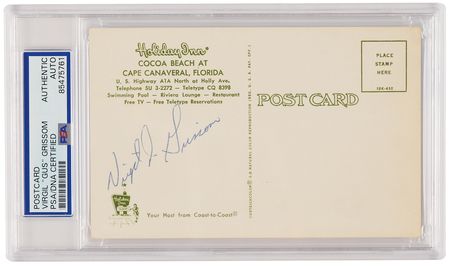 Lot #458 Gus Grissom Signed Postcard - Image 1