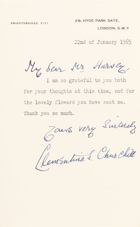 Lot #85 Winston and Clementine Churchill (2) Typed Letters Signed - Image 3