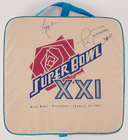 Lot #658 NY Giants: Lawrence Taylor and Phil Simms Signed 'Super Bowl XXI' Seat Cushion - Image 1