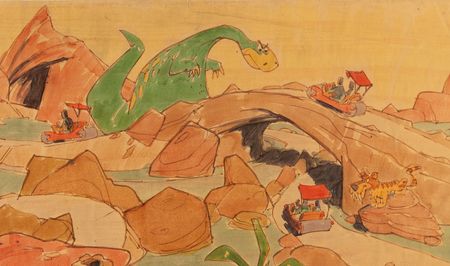 Lot #778 Bruce Bushman's 'Flintstone Freeway' attraction concept artwork print for Hanna-Barbera's Cartoonville theme park - Image 3