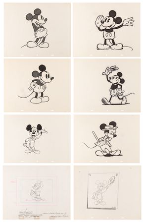Lot #870 Mickey Mouse production drawings (8) from