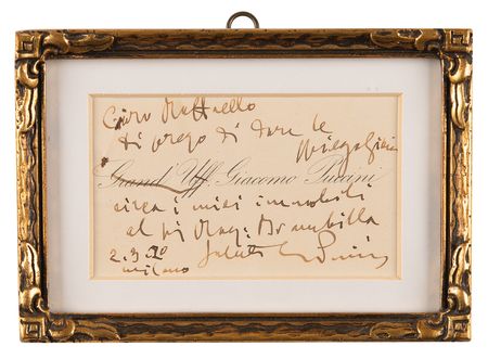 Lot #540 Giacomo Puccini Autograph Note Signed on Calling Card - Image 1