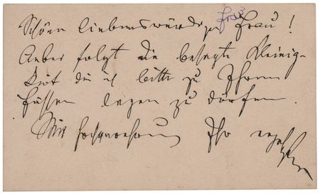 Lot #542 Johann Strauss II Handwritten Note on Calling Card - Image 1