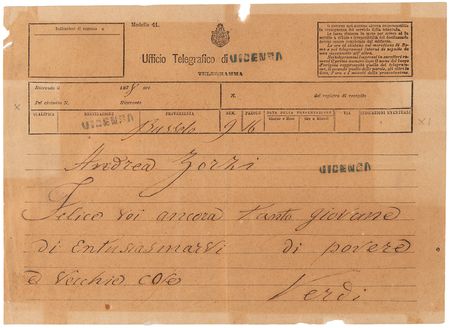 Lot #534 Giuseppe Verdi (8) Hand-Annotated Calling Cards, with Envelope and Telegram - Image 11