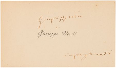 Lot #534 Giuseppe Verdi (8) Hand-Annotated Calling Cards, with Envelope and Telegram - Image 5