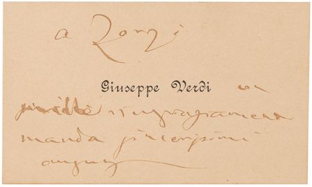 Lot #534 Giuseppe Verdi (8) Hand-Annotated Calling Cards, with Envelope and Telegram - Image 7