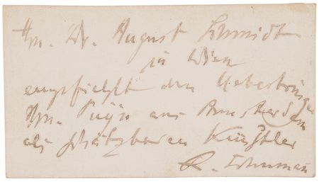 Lot #533 Robert Schumann Autograph Note Signed on Calling Card - Image 1