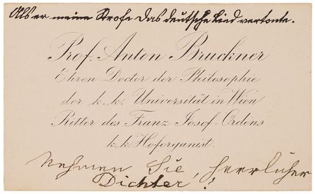 Lot #529 Anton Bruckner Autograph Note Signed on Calling Card - Image 1