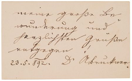 Lot #529 Anton Bruckner Autograph Note Signed on Calling Card - Image 2