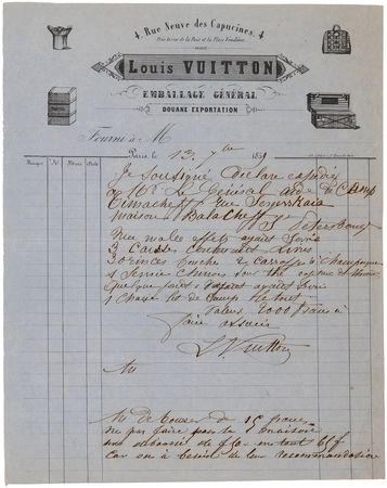 Lot #499 Louis Vuitton Rare Autograph Document Signed, Sending 