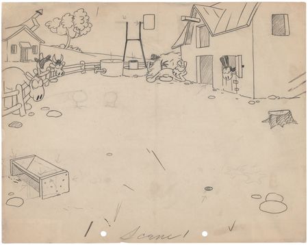 Lot #785 Barnyard production drawing from an early