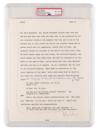 Lot #102 Malcolm X Signed Page for Alex Haley?s Playboy Interview - PSA NM-MT 8 - Image 1