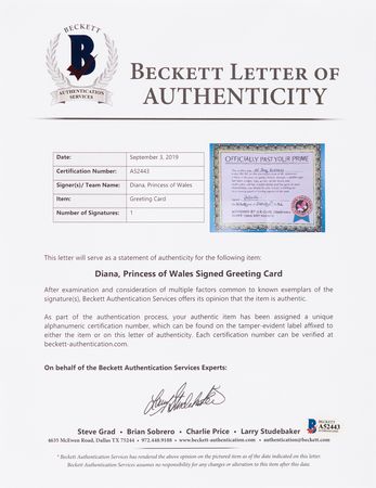 Lot #93 Princess Diana Signed Birthday Card - Image 3