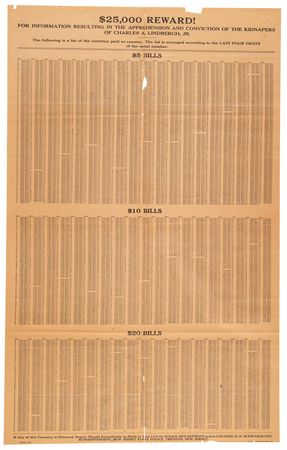 Lot #417 Charles Lindbergh (3) Items: Kidnapping Ransom Currency List, Sheet Music, and Book - Image 3