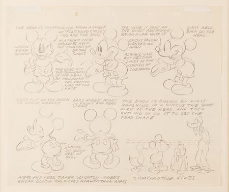 Lot #722 Mickey Mouse early model sheet drawing from the Walt Disney art department - Image 1