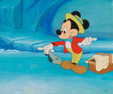 Lot #854 Mickey Mouse and picnic basket production cel from Mickey and the Seal - Image 1