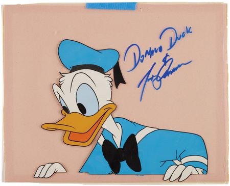 Lot #855 Donald Duck production cel from a Disney cartoon signed by Tony Anselmo - Image 1