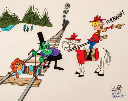 Lot #937 Dudley Do-Right, Horse, Nell Fenwick, and Snidely Whiplash limited edition cel from The Dudley Do-Right Show (#141/300) - Image 1