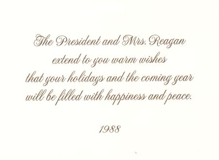 Lot #52 Ronald Reagan Signed White House Christmas Card (1988) - Image 2