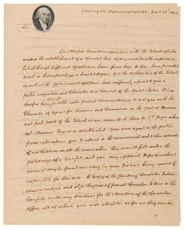 Lot #3 James Madison Letter Signed as Secretary of State, Appointing an Agent in Havana: 