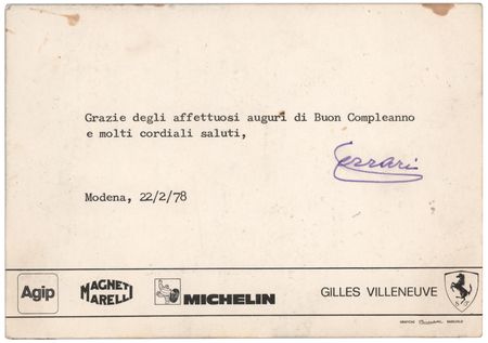 Lot #650 Enzo Ferrari Typed Note Signed - Image 2