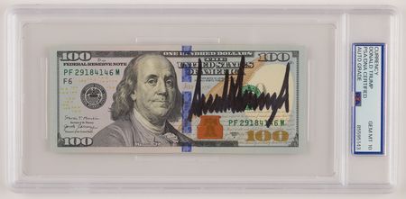 Lot #59 Donald Trump Signed $100 Dollar Bill - PSA GEM MINT 10 - Image 1