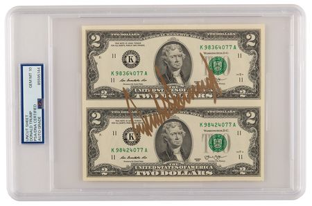 Lot #60 Donald Trump Signed Uncut $2 Dollar Bills - PSA GEM MINT 10 - Image 1
