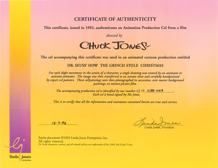 Lot #915 Chuck Jones signed Max production cel from How the Grinch Stole Christmas! - Image 5