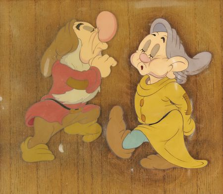 Lot #717 Grumpy and Dopey production cels from Snow White and the Seven Dwarfs - Image 1