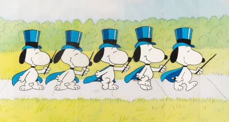 Lot #780 Snoopy (5) production cels from a Peanuts television cartoon or animated special - Image 1