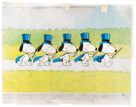 Lot #780 Snoopy (5) production cels from a Peanuts television cartoon or animated special - Image 2