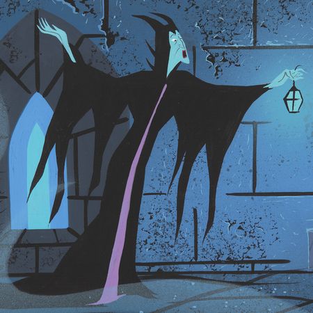 Lot #775 Eyvind Earle concept painting of Prince Phillip and Maleficent from Sleeping Beauty - Image 3