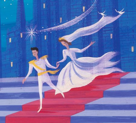 Lot #769 Mary Blair panoramic concept painting of Cinderella and Prince Charming from Cinderella - Image 2