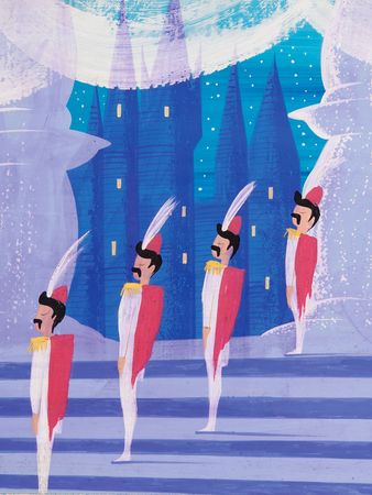 Lot #769 Mary Blair panoramic concept painting of Cinderella and Prince Charming from Cinderella - Image 4
