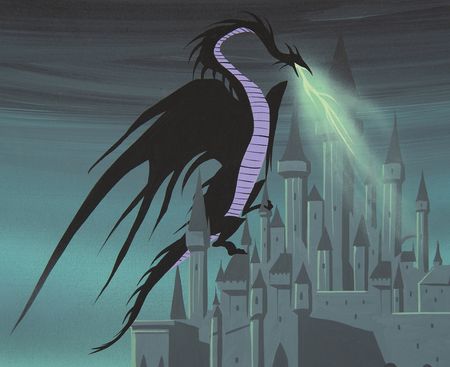 Lot #776 Eyvind Earle panoramic concept painting of Maleficent and Prince Phillip from Sleeping Beauty - Image 3