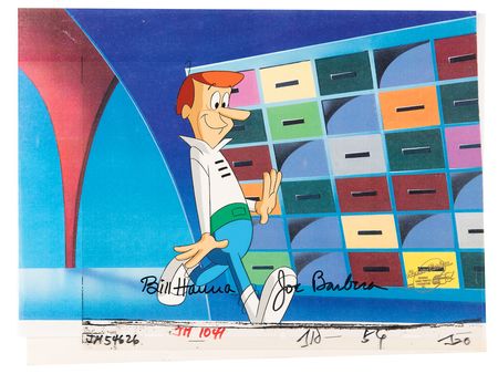 Lot #929 Bill Hanna and Joe Barbera signed George Jetson production cel from Jetsons: The Movie - Image 2