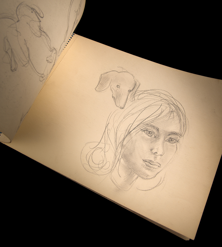 Lot 3409 Edie Sedgwick Original Sketchbook with (8) Drawings - Horses, Humans, and Dogs